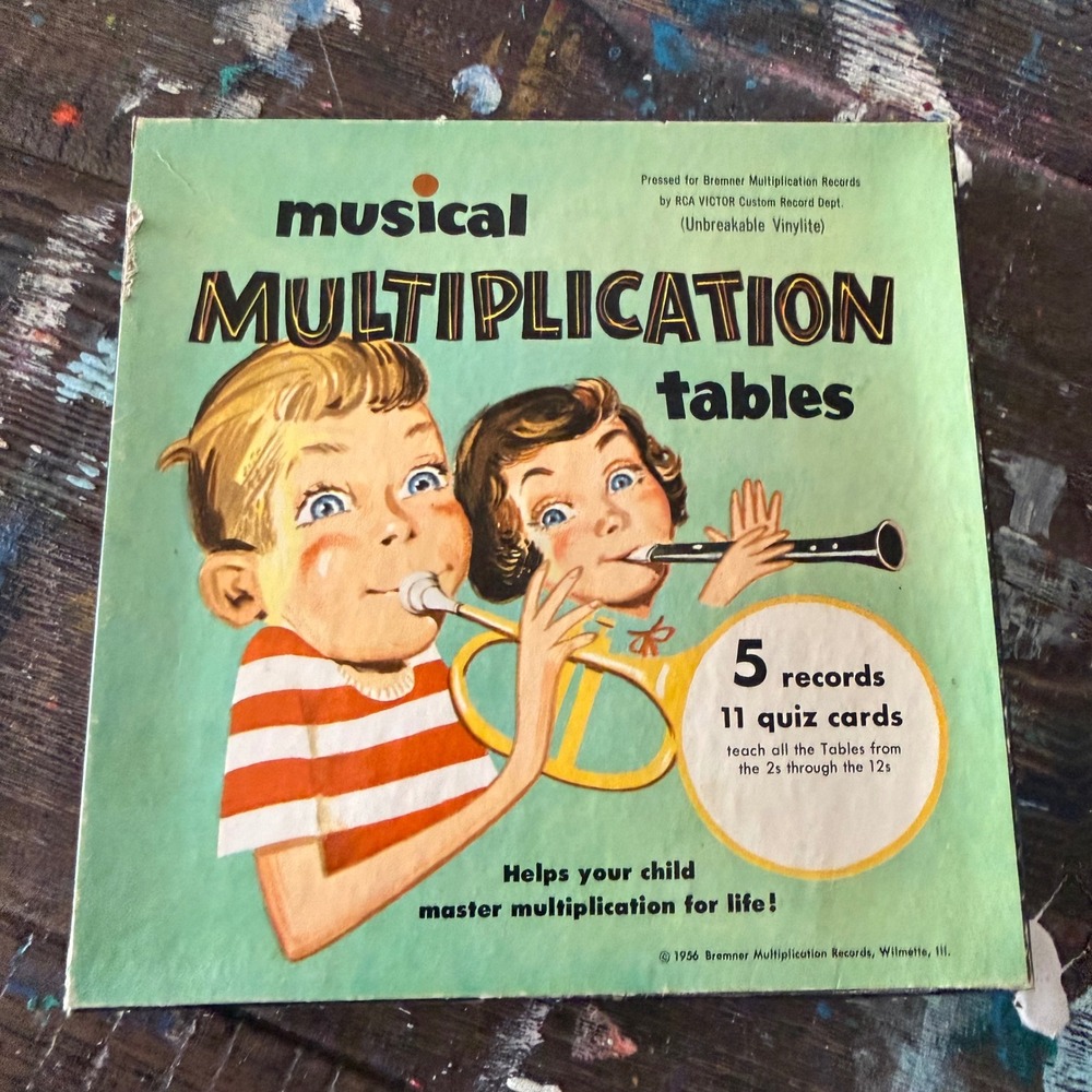 Vintage 1956 Musical Multiplication Tables 5 Record Set Billy Leach Bremner RCA